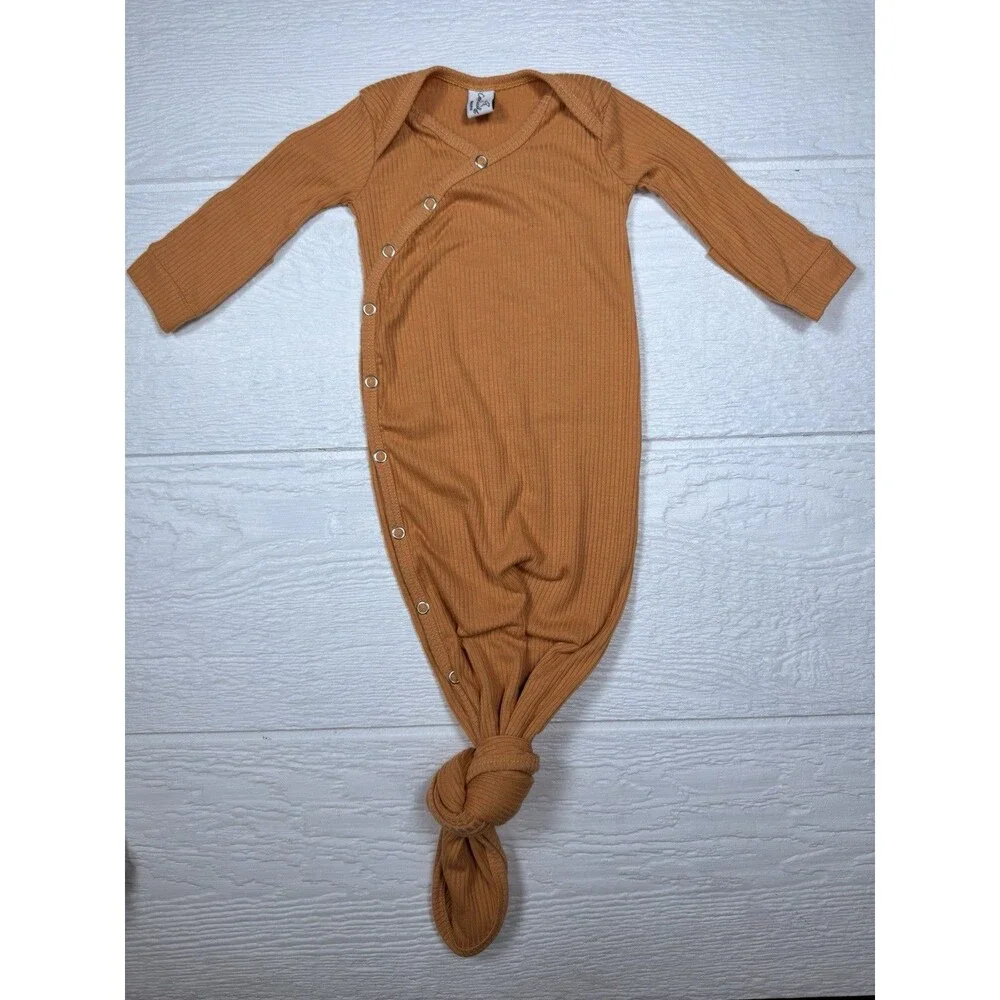 Copper Pearl Newborn Baby Knotted Gown Set Camel Ferra Floral Sleeper 2pc